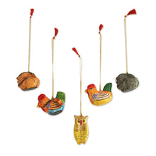 Load image into Gallery viewer, Five Animal-Themed Papier Mache Ornaments from India - Animal Harmony | NOVICA
