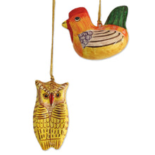 Load image into Gallery viewer, Five Animal-Themed Papier Mache Ornaments from India - Animal Harmony | NOVICA
