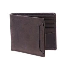 Load image into Gallery viewer, Men&#39;s Brown Leather Bi-Fold Wallet with Removable ID Holder - Modern Essentials in Brown
