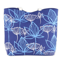 Load image into Gallery viewer, Embroidered Floral Cotton Tote in Lapis from India - Lapis Garden | NOVICA
