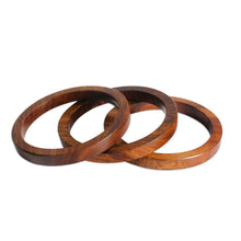 Load image into Gallery viewer, Set of 3 Hand-Carved Mango Wood Bangle Bracelets from India - Fashionable Trio | NOVICA
