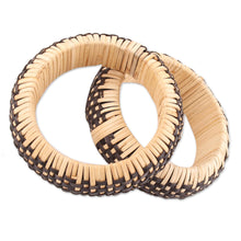 Load image into Gallery viewer, Natural Fiber Bangle Bracelet Crafted in India - Dark Weave | NOVICA
