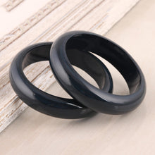 Load image into Gallery viewer, Haldu Wood Bangle Bracelets in Charcoal from India (Pair) - Charcoal Duo | NOVICA
