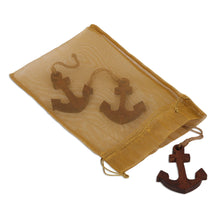 Load image into Gallery viewer, Wood Anchor Ornaments Handmade in India (Set of 3) - Anchors Aweigh | NOVICA
