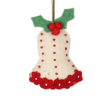 Load image into Gallery viewer, Wool Felt Bell Ornaments Set of 4 - Holly Bells | NOVICA
