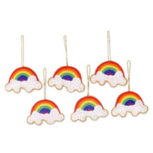 Load image into Gallery viewer, Beaded Rainbow Ornaments - Set of 6 - Rainbow Delight
