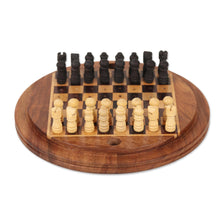 Load image into Gallery viewer, Acacia and Ebony Wood Mini Chess Set - Meeting of the Minds

