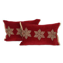 Load image into Gallery viewer, Holiday-Themed Velvet Cushion Covers  - Snowflake Glam
