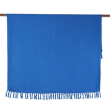 Load image into Gallery viewer, Slub Cotton Throw Blanket in Blue - Blue Charm | NOVICA
