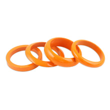 Load image into Gallery viewer, Set of 4 Mango Wood Orange Bangle Bracelets from India - Orange Fusion | NOVICA
