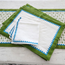 Load image into Gallery viewer, Handcrafted Block Print Cotton Table Linens - Set for 4 - Pyramid Saga
