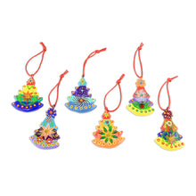 Load image into Gallery viewer, Handmade Tree Ceramic Ornaments (Set of 6) - Christmas Tree | NOVICA
