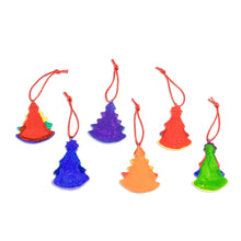 Load image into Gallery viewer, Handmade Tree Ceramic Ornaments (Set of 6) - Christmas Tree | NOVICA
