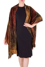 Load image into Gallery viewer, Unique Rayon from Bamboo Chenille Shawl - Volcano Land | NOVICA
