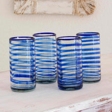 Load image into Gallery viewer, Collectible Handblown Recycled Glass Drinkware (Set of 4) - Whirlwind | NOVICA
