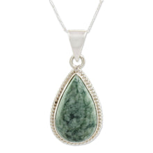 Load image into Gallery viewer, Unique Sterling Silver Pendant Jade Necklace - Green Sacred Quetzal | NOVICA
