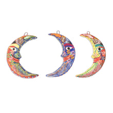 Load image into Gallery viewer, Ceramic wall adornments (Set of 3) - Crescent Moon Magic | NOVICA
