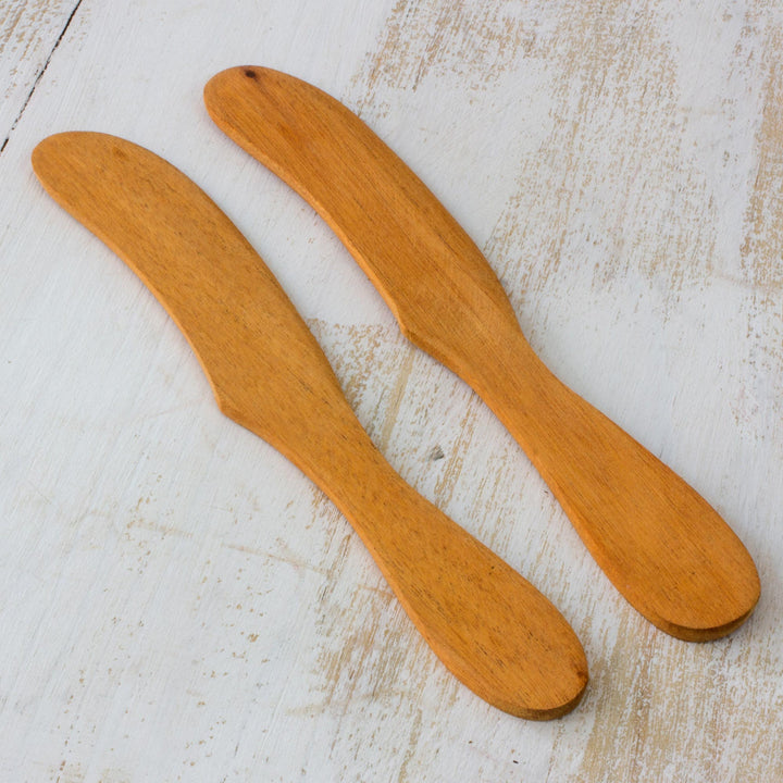 Handcrafted Cedar Wood Spreader Knives (Pair) - Forest Sigh | NOVICA