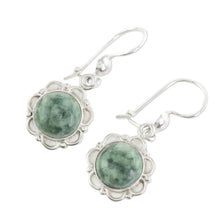 Load image into Gallery viewer, Fair Trade Floral Sterling Silver Dangle Jade Earrings - Green Forest Princess | NOVICA
