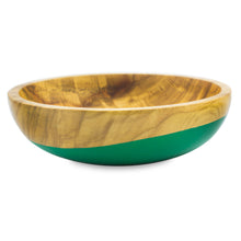 Load image into Gallery viewer, Dip Painted Hand Carved Wood Bowl (Medium) - Spicy Green | NOVICA
