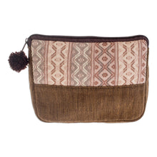 Load image into Gallery viewer, Handwoven Beige and Brown Cosmetic Case - Earth Whisper | NOVICA

