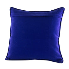 Load image into Gallery viewer, Blue Bird Theme Maya Backstrap Woven Cotton Cushion Cover - Quiche Birds | NOVICA
