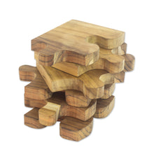 Load image into Gallery viewer, Six Interlocking Eco-Friendly Teak Wood Trivets - Puzzle | NOVICA

