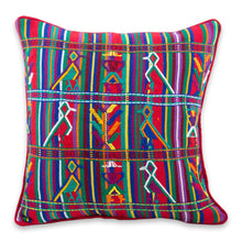 Load image into Gallery viewer, Multicolor Cotton Maya Backstrap Loom Woven Cushion Cover - Red Birds in Corn | NOVICA
