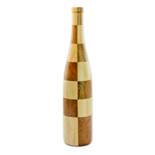 Load image into Gallery viewer, Artisan Crafted Mahogany and Palo Blanco Decorative Bottle - Natural Chess | NOVICA
