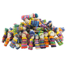 Load image into Gallery viewer, Set of 100 Guatemalan Worry Dolls with Pouch in 100% Cotton - The Worry Doll Clan | NOVICA
