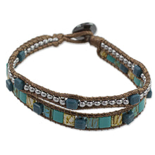 Load image into Gallery viewer, Hand Made Beaded Wristband Bracelet Teal from Guatemala - Teal Beach | NOVICA
