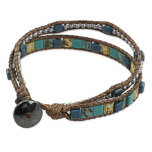 Load image into Gallery viewer, Hand Made Beaded Wristband Bracelet Teal from Guatemala - Teal Beach | NOVICA
