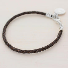 Load image into Gallery viewer, Fine Silver Brown Leather Charm Wristband Bracelet Guatemala - Walk of Life in Brown | NOVICA
