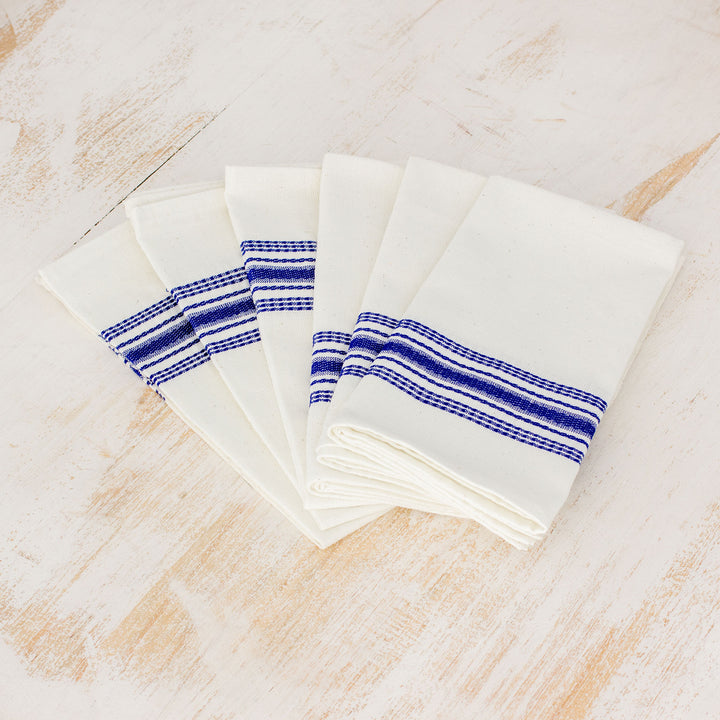 Striped 100% Cotton Napkins from Guatemala (Set of 6) - Peaceful Stripes | NOVICA