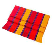 Load image into Gallery viewer, Multicolor Striped Cotton Table Runner from Guatemala - Sunset Glory | NOVICA

