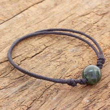 Load image into Gallery viewer, Adjustable Dark Green Jade Pendant Bracelet from Guatemala - Loving Life in Dark Green | NOVICA
