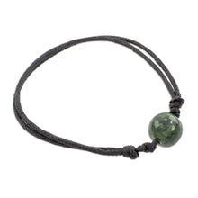 Load image into Gallery viewer, Adjustable Dark Green Jade Pendant Bracelet from Guatemala - Loving Life in Dark Green | NOVICA
