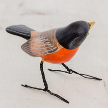 Load image into Gallery viewer, Artisan Crafted Robin Clay Bird Figurine from Guatemala - Robin | NOVICA
