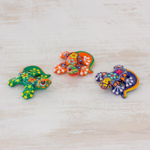 Load image into Gallery viewer, Colorful Handpainted Ceramic Salamander Figurines (Set of 3) - Sweet Salamanders | NOVICA
