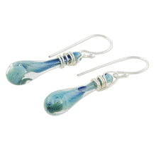 Load image into Gallery viewer, Handcrafted Glass Dangle Earrings from Costa Rica - Crystalline Summer | NOVICA
