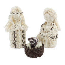 Load image into Gallery viewer, 4-Piece Handcrafted Cotton Macramé Nativity Scene - Hopeful Arrival | NOVICA
