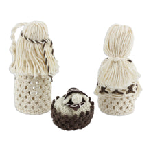 Load image into Gallery viewer, 4-Piece Handcrafted Cotton Macramé Nativity Scene - Hopeful Arrival | NOVICA
