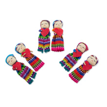 Load image into Gallery viewer, Worry Dolls with 100% Cotton Pouch from Guatemala (Set of 6) - Joined in Love | NOVICA
