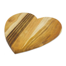 Load image into Gallery viewer, Heart-Shaped Teak Wood Cutting Board from Guatemala - Heart of Cooking | NOVICA
