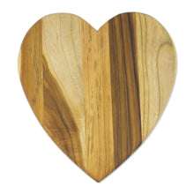 Load image into Gallery viewer, Heart-Shaped Teak Wood Cutting Board from Guatemala - Heart of Cooking | NOVICA
