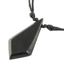 Load image into Gallery viewer, Adjustable Jade Pendant Necklace in Black from Guatemala - Real Stone | NOVICA
