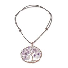 Load image into Gallery viewer, Amethyst Gemstone Tree Pendant Necklace from Costa Rica - Amethyst Tree of Life | NOVICA

