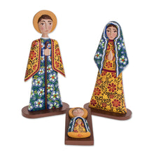 Load image into Gallery viewer, Hand Carved and Painted Wood Nativity Scene (4 Piece) - Garden Nativity | NOVICA
