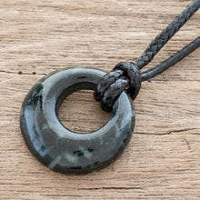 Load image into Gallery viewer, Circular Jade Adjustable Pendant Necklace from Guatemala - Verdant Circle | NOVICA
