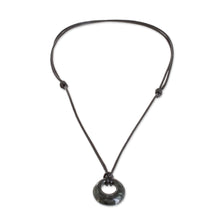 Load image into Gallery viewer, Circular Jade Adjustable Pendant Necklace from Guatemala - Verdant Circle | NOVICA
